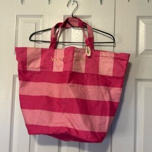 Victoria’s Secret Shades of Pink Stripes Canvas Tote Bag
